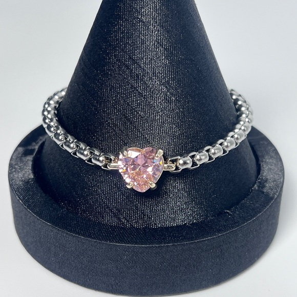 Jewelry - Silver, Gold and Pink Heart Bracelet